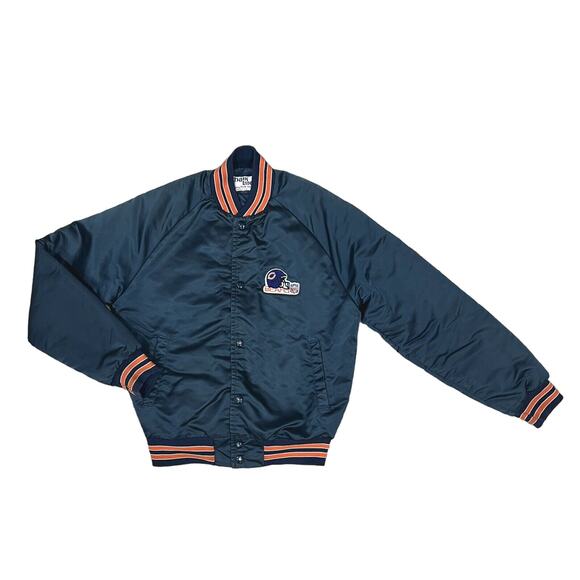 Vintage Kids Chicago Bears NFL Chalk Line Satin Snap Bomber Jacket - Picture 1 of 12
